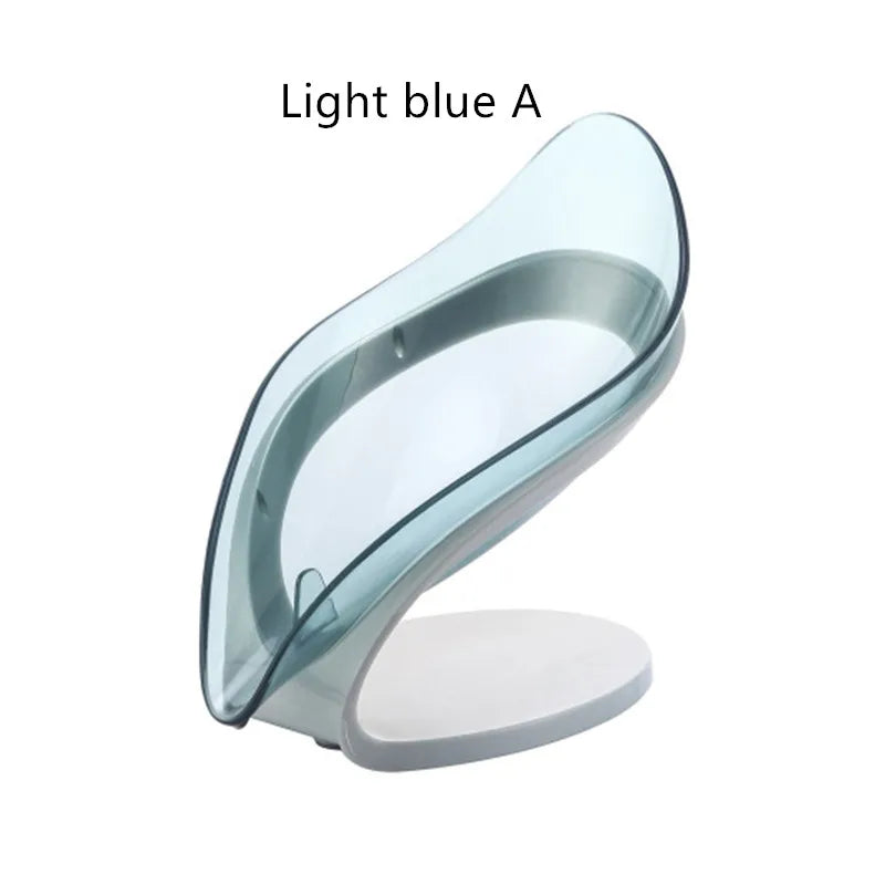 Suction Cup Soap Dish Box For Bathroom Shower Soap Holder with Drain Portable Leaf Shape Toilet Laundry Soap Rack Tray For Basin