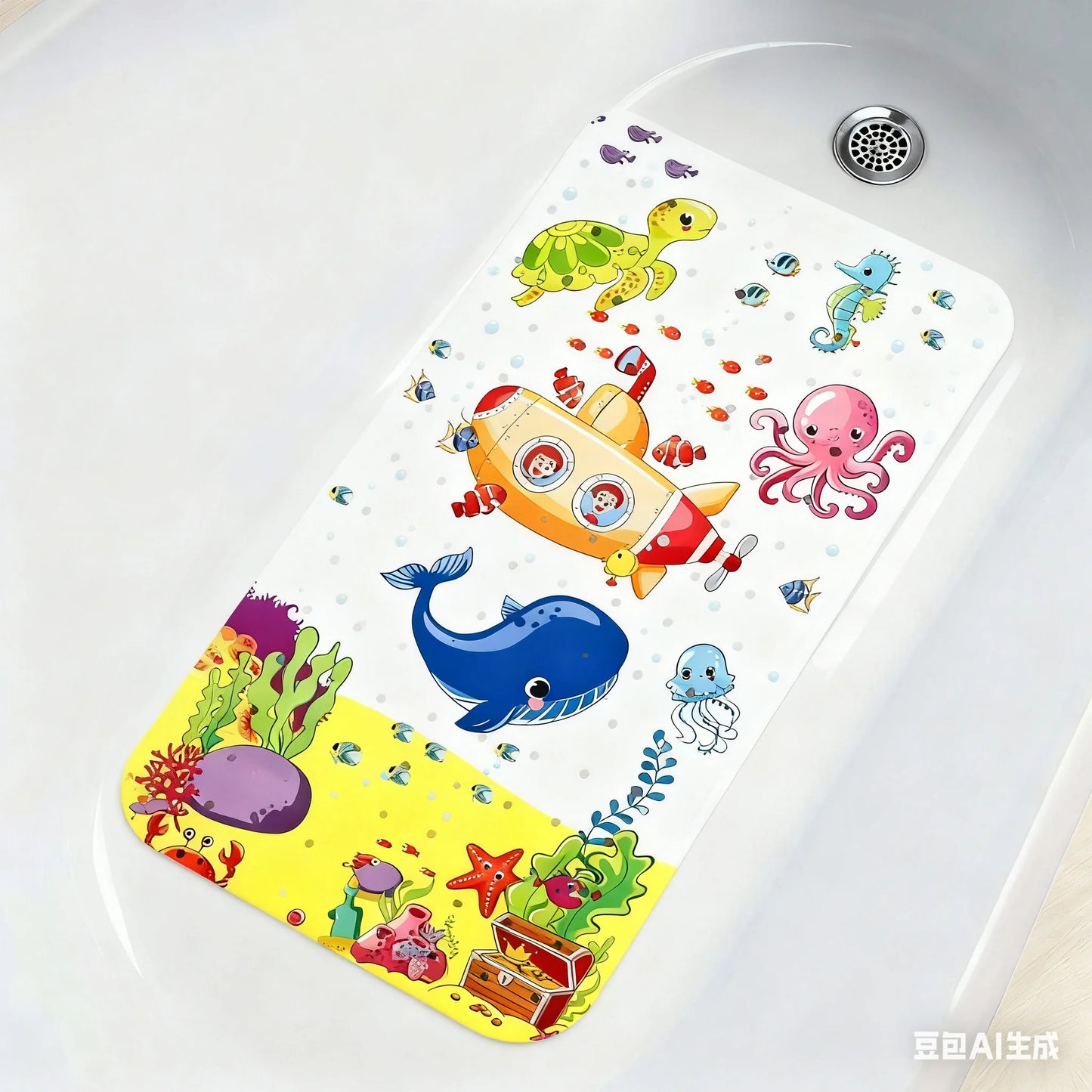 Non Slip Shower Mats for Inside Shower 38x70cm, PVC Bathroom Bathtub Mat Non-Slip Bath Mat for Tub with Suction Cups Drain Holes