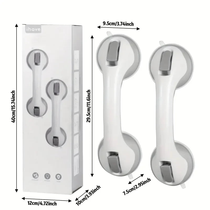 2pcs Shower Handle 12" Grab Bars For Bathtubs And Showers Suction Grab Bar Bathroom Bathtub Bath Handles Handicap Elderly