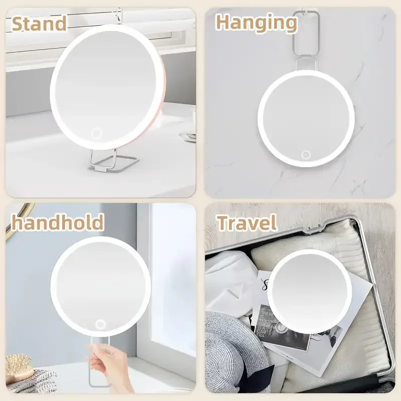 1x 40X Magnifying Mirror with Light, Adjustable Color Lighting, Includes 3 Suction Cups, Stand & Clips, Perfect for Makeup Vanit