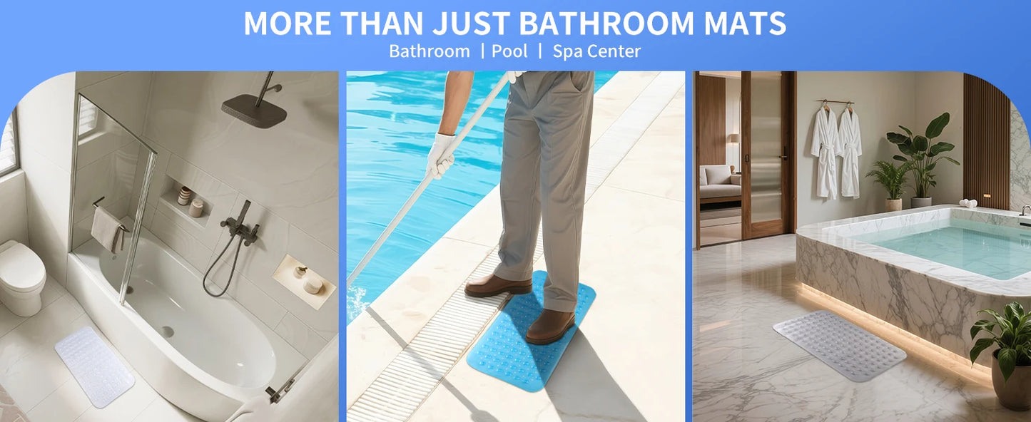 Non Slip Shower Mats for Inside Shower 38x70cm, PVC Bathroom Bathtub Mat Non-Slip Bath Mat for Tub with Suction Cups Drain Holes