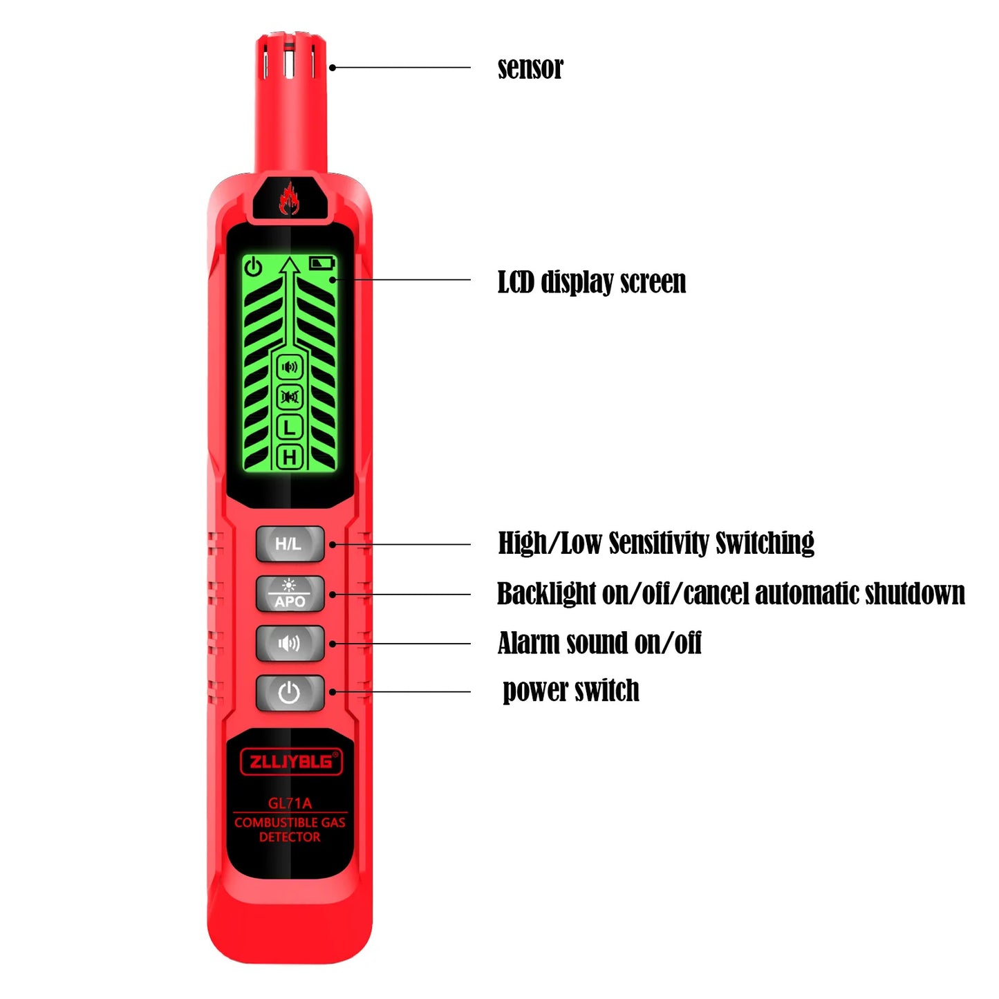 Combustible Gas Detector Household Natural Gas Leak DetectorGas Leak Detector 0-1000PPM Sound  LPG Leak Detection Device