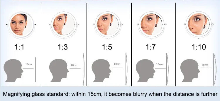 Golden Wall Folding Makeup Mirror Double Side Fill Light Magnifying USB Charging Led Tricolor Dimming Bathroom Cosmetic Mirrors
