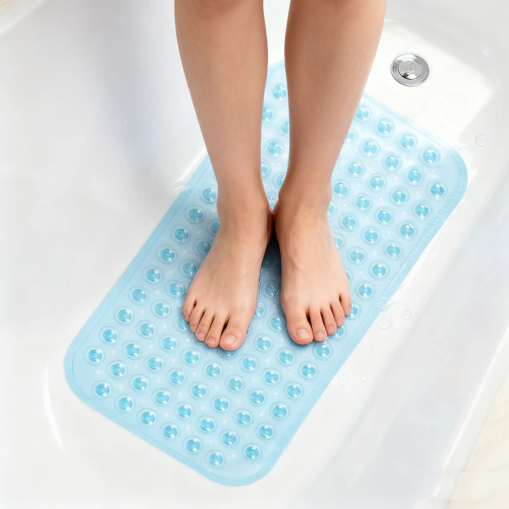 Non Slip Shower Mats for Inside Shower 38x70cm, PVC Bathroom Bathtub Mat Non-Slip Bath Mat for Tub with Suction Cups Drain Holes