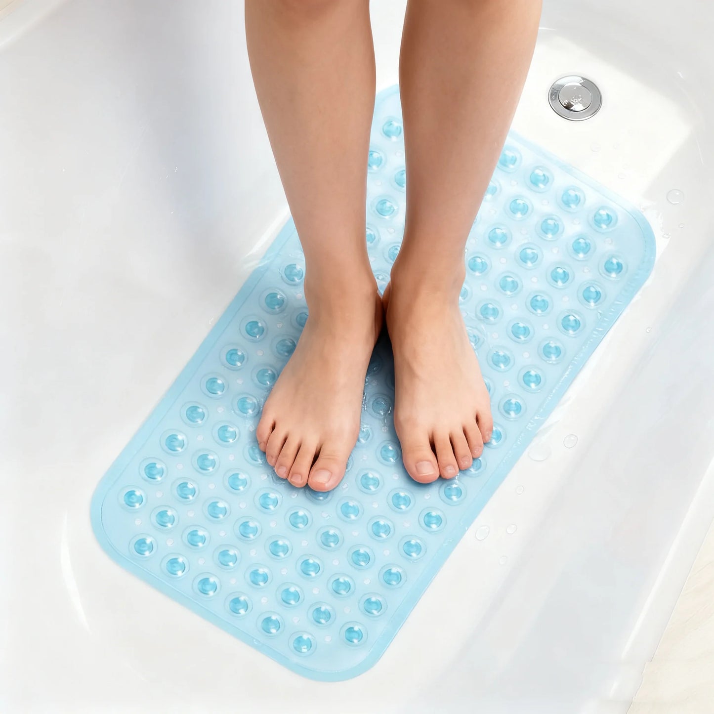 Non Slip Shower Mats for Inside Shower 38x70cm, PVC Bathroom Bathtub Mat Non-Slip Bath Mat for Tub with Suction Cups Drain Holes