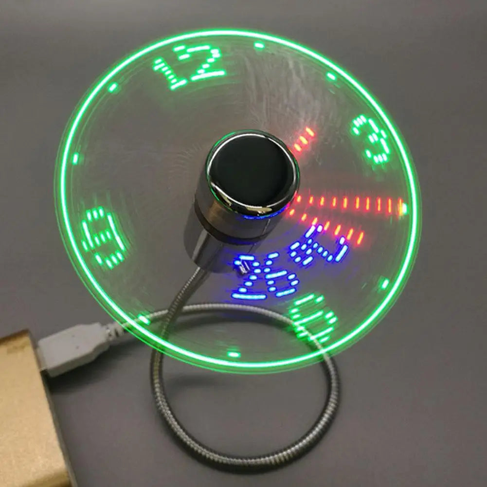 Ventilador USB con Reloj LED y Display de Temperatura - Para Auto y Trabajo