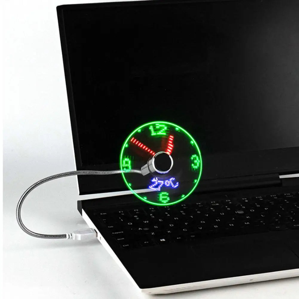 Ventilador USB con Reloj LED y Display de Temperatura - Para Auto y Trabajo