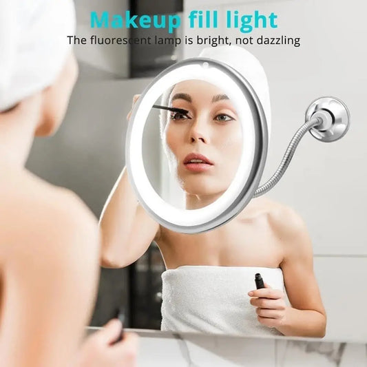 Espejo con Cuello de Ganso LED 10X con Ventosa - Luz Difusa 360°