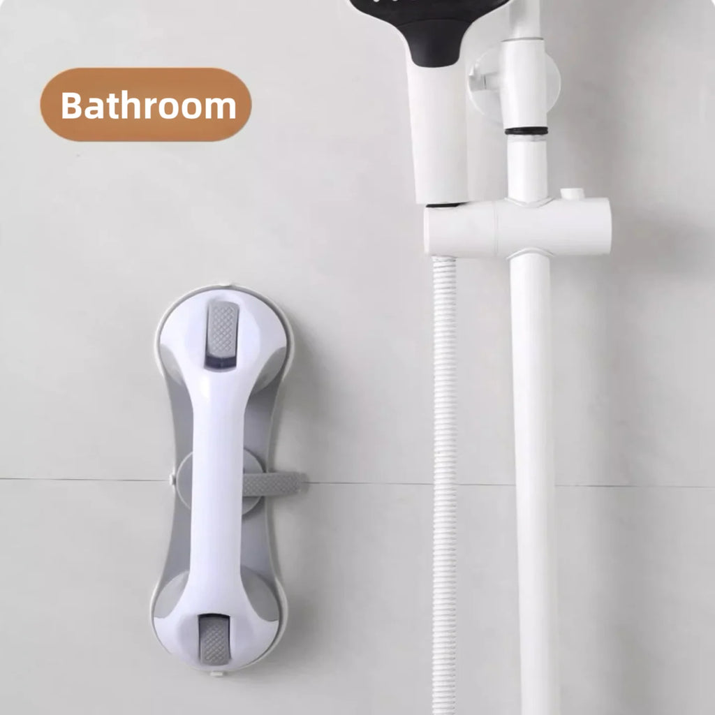No-Drill Bathroom Grab Bar with 3 Suction Cups, Ergonomic Non-Slip Bathroom Grab Bar, Heavy-Duty and Detachable, Suitable for Elderly Support, Easy to Install, Bathroom Accessories