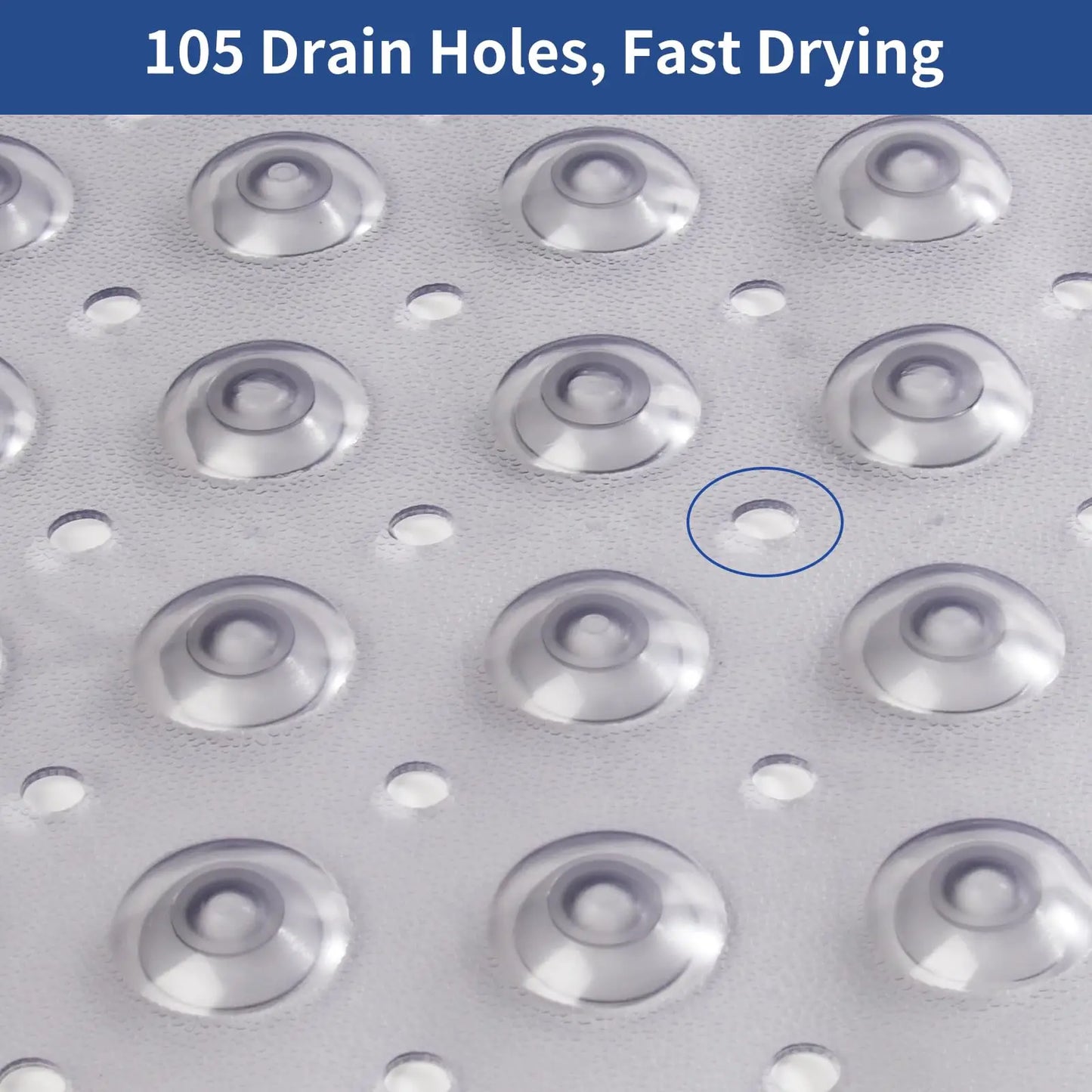 Non Slip Shower Mats for Inside Shower 38x70cm, PVC Bathroom Bathtub Mat Non-Slip Bath Mat for Tub with Suction Cups Drain Holes