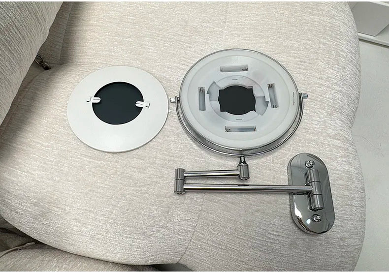Golden Wall Folding Makeup Mirror Double Side Fill Light Magnifying USB Charging Led Tricolor Dimming Bathroom Cosmetic Mirrors