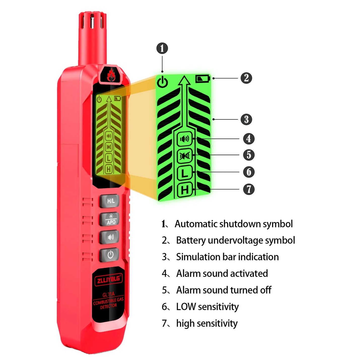 Combustible Gas Detector Household Natural Gas Leak DetectorGas Leak Detector 0-1000PPM Sound  LPG Leak Detection Device