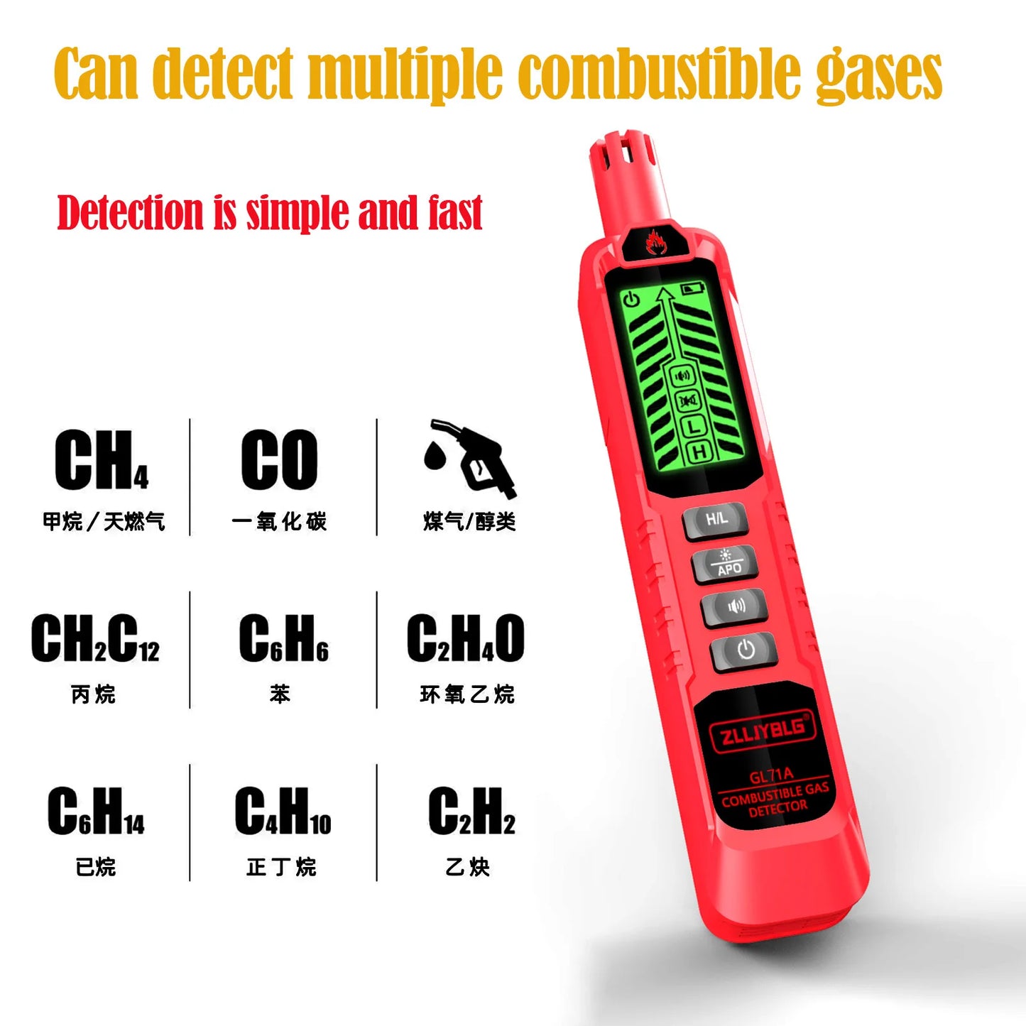 Combustible Gas Detector Household Natural Gas Leak DetectorGas Leak Detector 0-1000PPM Sound  LPG Leak Detection Device