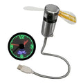 USB Clock Fan LED Time Display Cooling Fan Real Time Temperature Display Flexible Gooseneck Desk Fan for Laptop PC Office