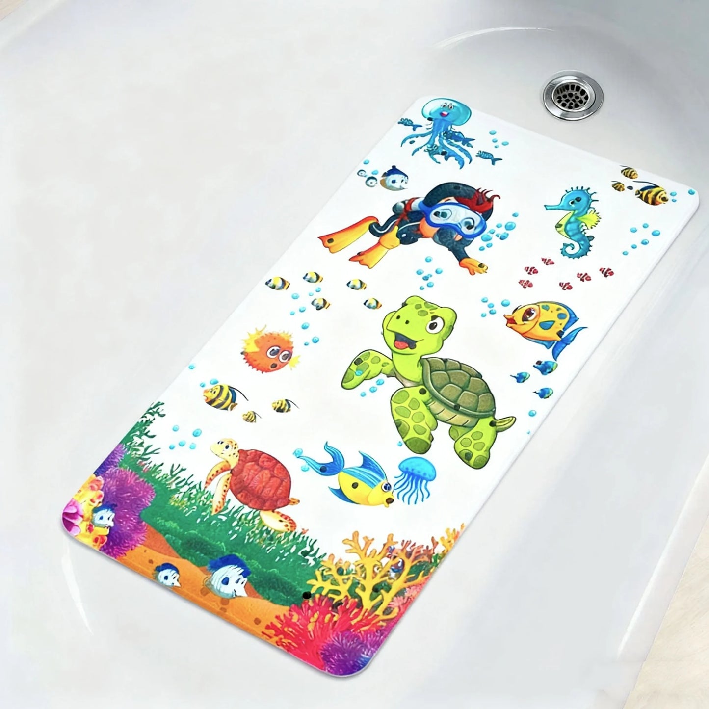 Non Slip Shower Mats for Inside Shower 38x70cm, PVC Bathroom Bathtub Mat Non-Slip Bath Mat for Tub with Suction Cups Drain Holes