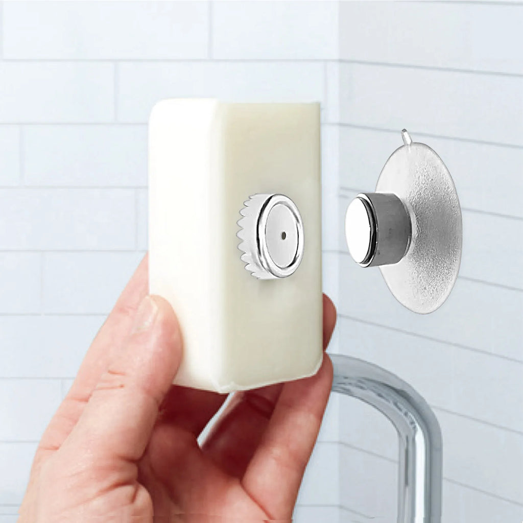 Magnetic Suction Cup Soap Hanger Wall Mounted Soap Rack With Strong Magnet Removable Hanging Soap Holders For Bathroom Shower