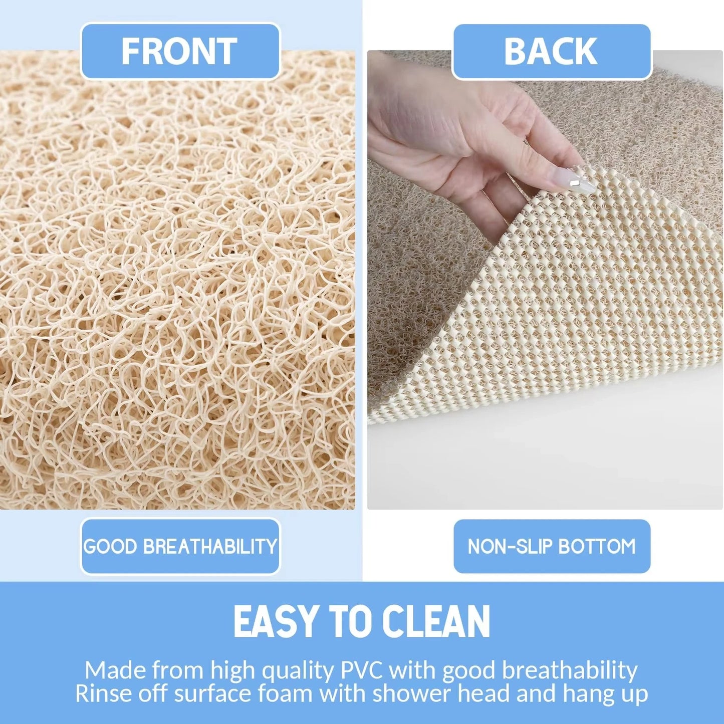 50*80cm Super Comfy Shower Mat DIY Anti Slip Bath Mats Drainable Easy To Clean Washable Bathroom Mat Non-slip Bath Mat Supplies