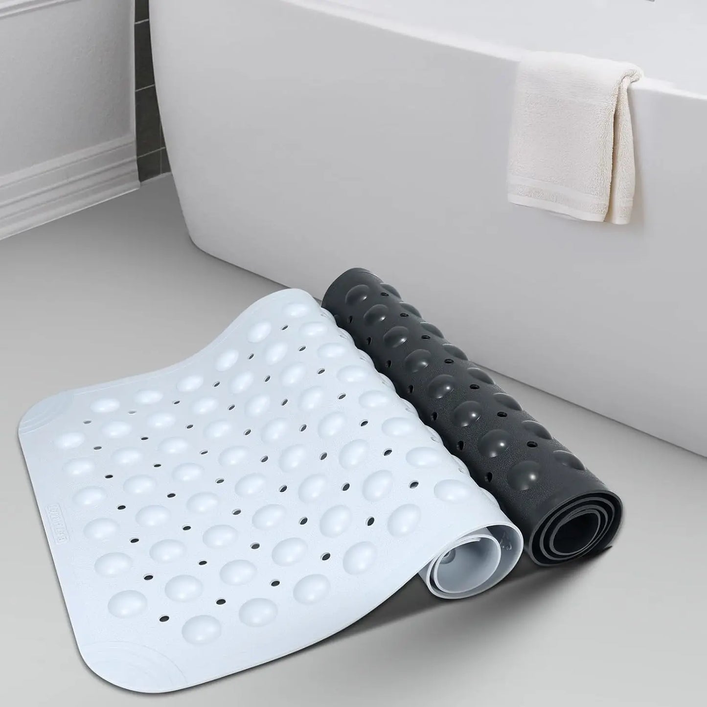Non Slip Shower Mats for Inside Shower 38x70cm, PVC Bathroom Bathtub Mat Non-Slip Bath Mat for Tub with Suction Cups Drain Holes