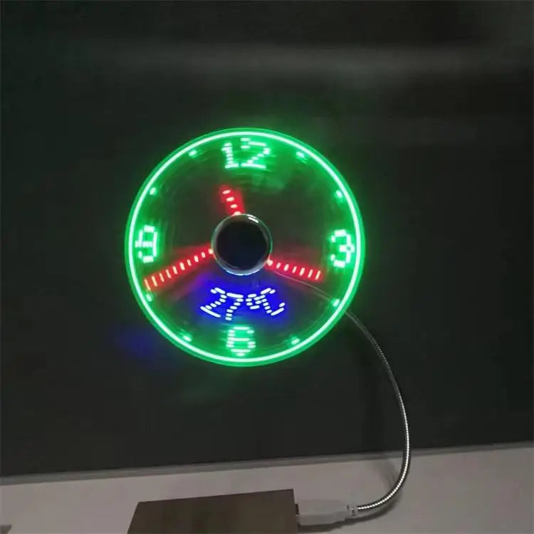 Ventilador USB con Reloj LED y Display de Temperatura - Para Auto y Trabajo