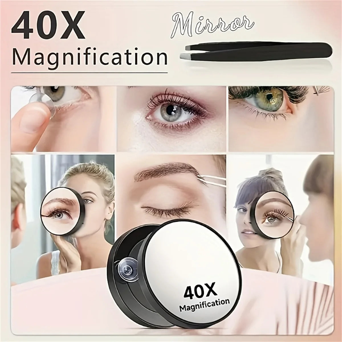 Espejo de Mano con Aumento 10X/30X/40X - Doble Cara con Mango